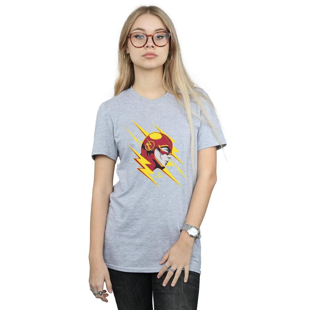 DC Comics Womens/Ladies The Flash Lightning Portrait Cotton Boyfriend T-Shirt