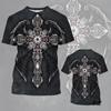 Funny 3D Jesus Cross Pattern Men's T Shirt Fashion Wing Print Short Sleeve Tops Summer Casual O-neck Loose Pullover Hip Hop Tees
