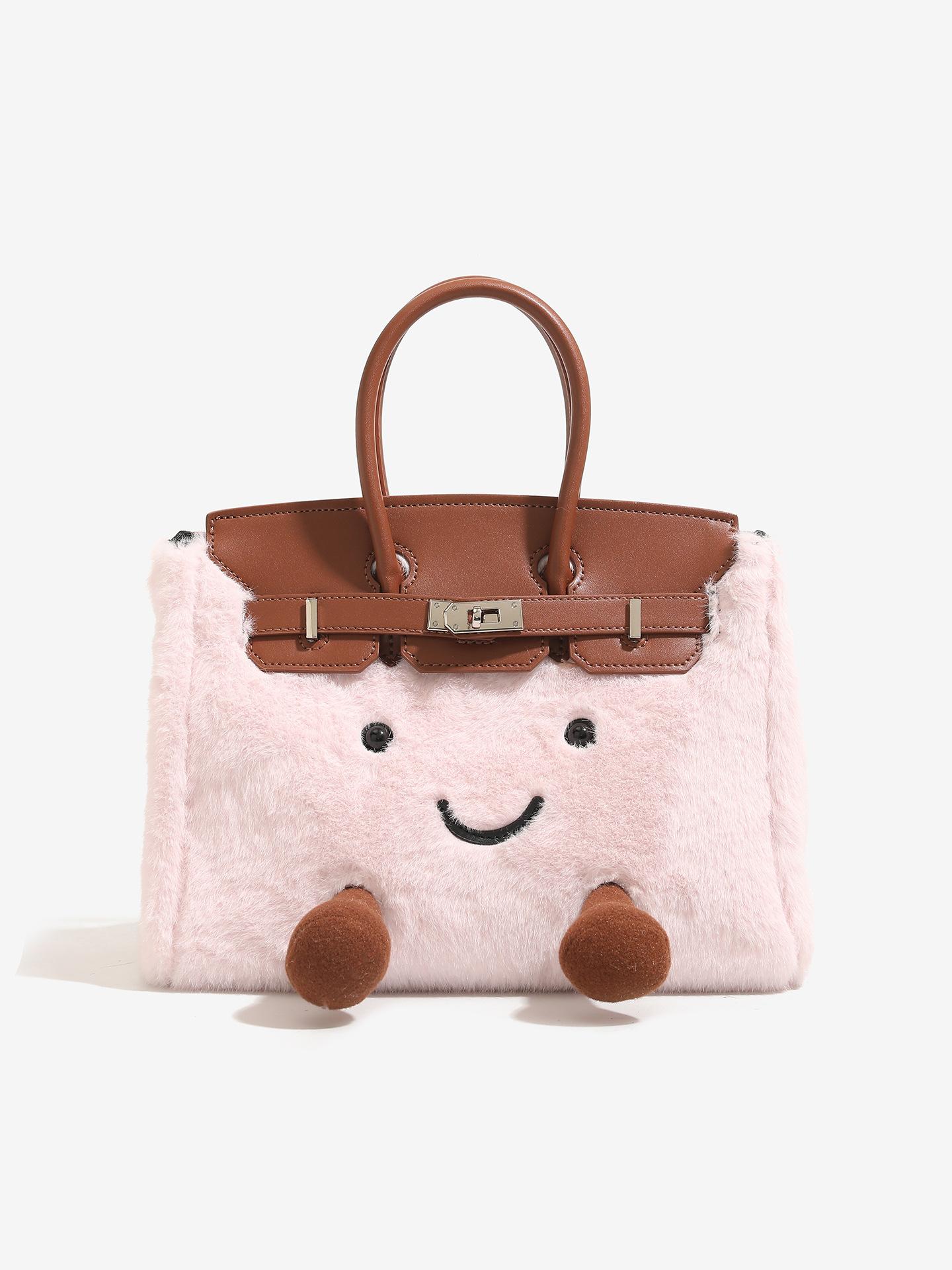 

Popular Platinum Elf Plush Cross Shoulder Handheld Small Bag with High Beauty and Cute Appearance рожевий
