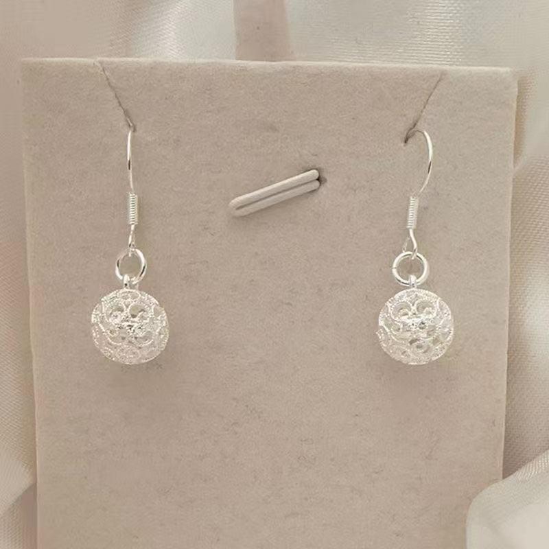 Elegant Silver Hollow Round Ball Earrings for Women: 2026 Japanese & Korean Style – Perfect Gift for Her