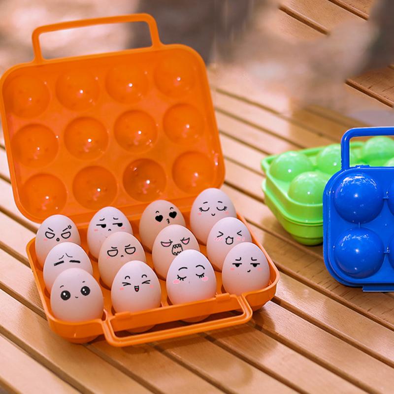 6/12 Grid Egg Storage Box Plastic Travel Portable Kitchen Utensils Outdoor Picnic BBQ Camping Tableware Camping Gear