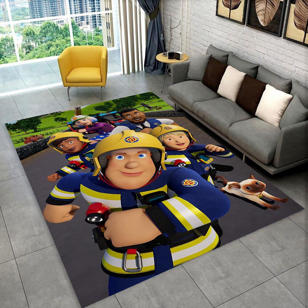 3D Classic Fireman Sam Child Cartoon Carpet Rug for Living Room Bedroom Home Sofa Decoration,Kids Play Non-slip Floor Mat Gift