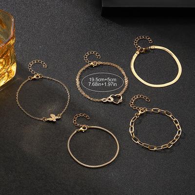 European and American Alloy Heart Butterfly Bracelet Set Creative Valentine's Day Love Geometric Chain Hand Jewelry