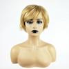 Peruka damska europejska i amerykańska modna damska krótkie włosy jasnozłota podzielona na boki krótkie proste włosy peruka z włókien chemicznych nakrycie głowy