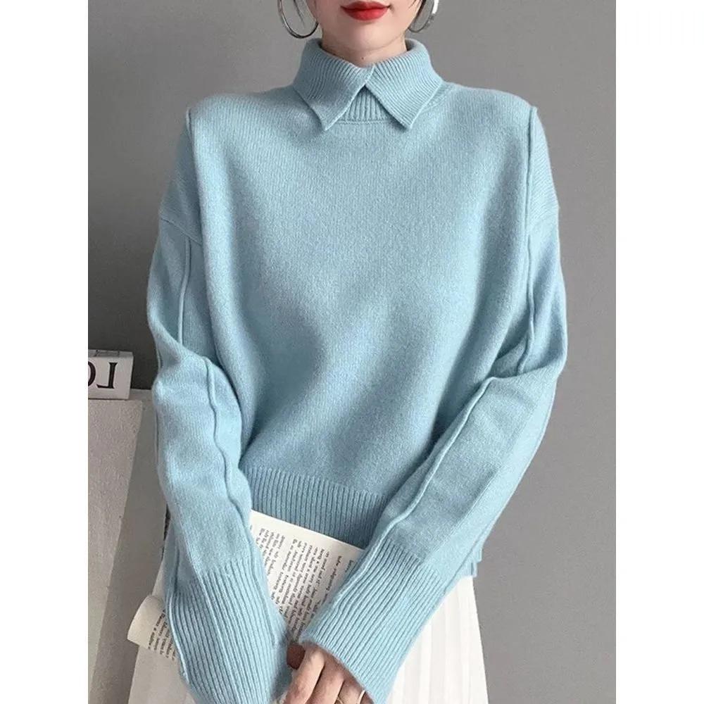 Women Autumn Long Sleeves Sweater Pullovers Knitted Female Knitwear Solid Color Ladies Knitting Sweaters