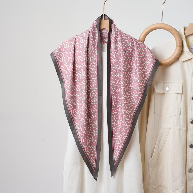 Summer Atmosphere Wearing Headscarf Twill Silk Simulation Silk Cool Diagonal Scarf Cashew Print Women's Triangle Silk Scarf