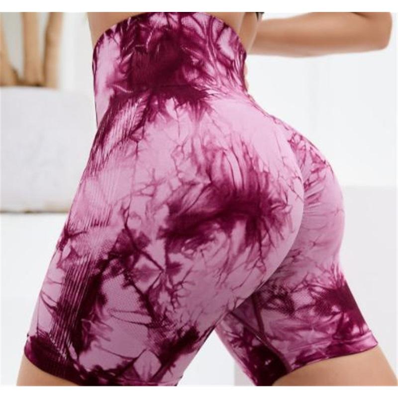 Women's Tight Fitting High Elastic Tie Dye High Waist Hip Lifting Yoga Pants Sports Fitness Tight-fitting Shorts