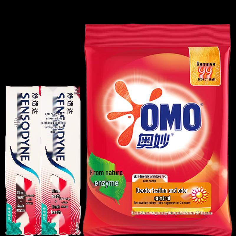 Sensodyne Fresh Mint Toothpaste & Omo Laundry Powder Bundle