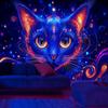 Glowing Cat Tapestry Vivid Night Art Uv Reaction Tapestry Background Decoration Wall Hanging Bedroom Party Decoration