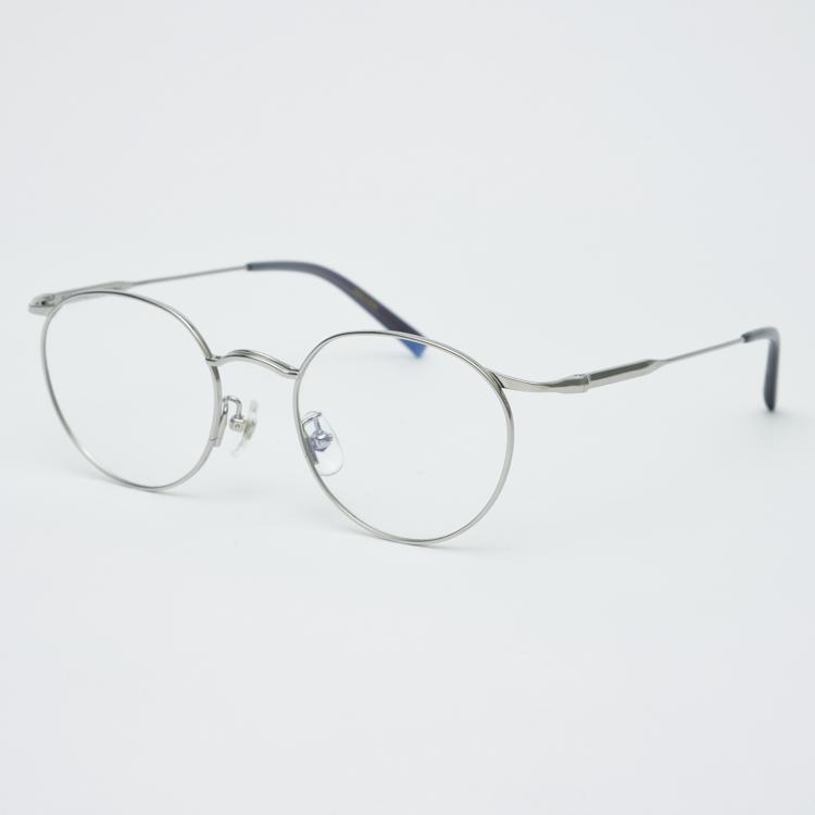 Alloaiweeo Al8402 1111G Titanium Silver Layered Bridge Eyeglass Frame Blue Light Lens Selection