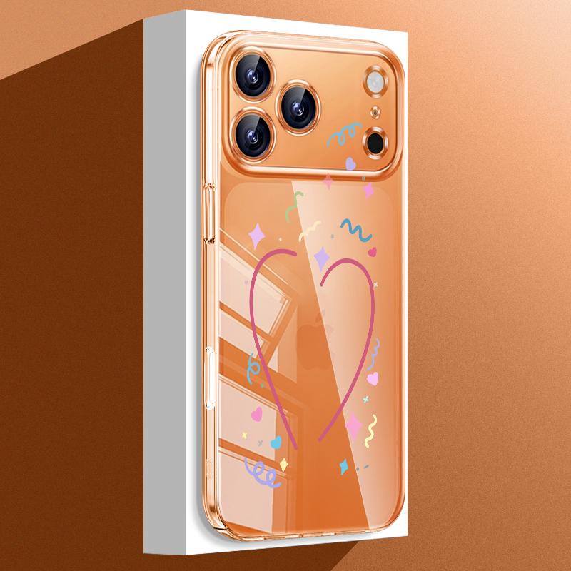 

Colorful Heart Pattern Transparent Phone Case For iPhone 17 16 15 14 13 Pro Max 17 Pro 11 Shockproof Clear Crystal Hard PC Cover iPhone17