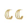 Retro Multi-layer Woven Texture Titanium Steel Hoop Earrings for Women - Trendy European & American Style Jewelry