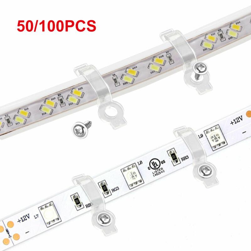50/100 PCS Fixator LED Strip Fixing Clips Light Holder With Screws Fixing Mounted Clip For 5050 LED Strip Light Bar Cable Clamps