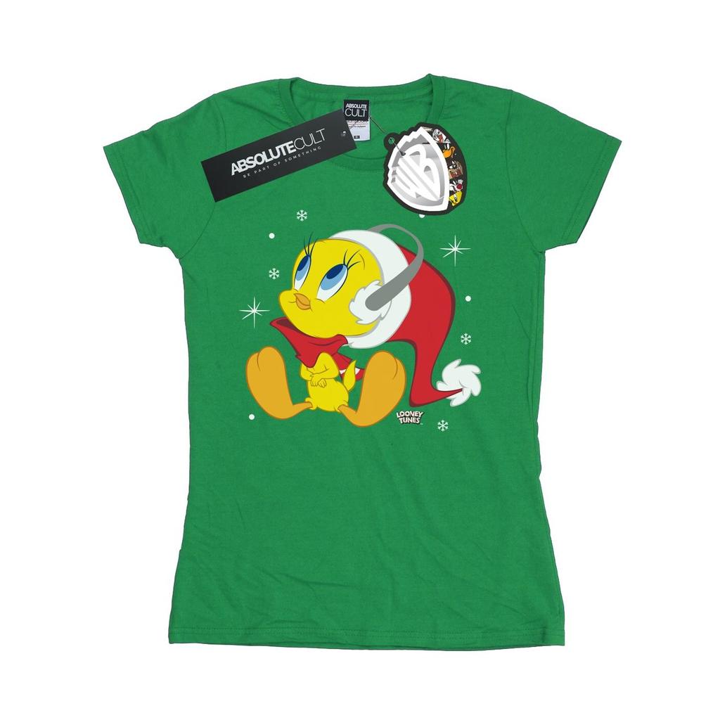 Looney Tunes Damen/Damen Weihnachten Tweety Baumwoll-T-Shirt