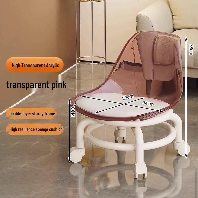 Clear Toddler Stool with Wheels: Roller Low Acrylic Chair for Home Use
