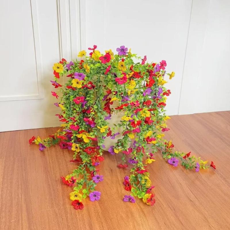 6Pcs Artificial Hanging Flower Plant for Garden Outside and Inside 78cm Hanging Plant Drooping Plant for Wedding