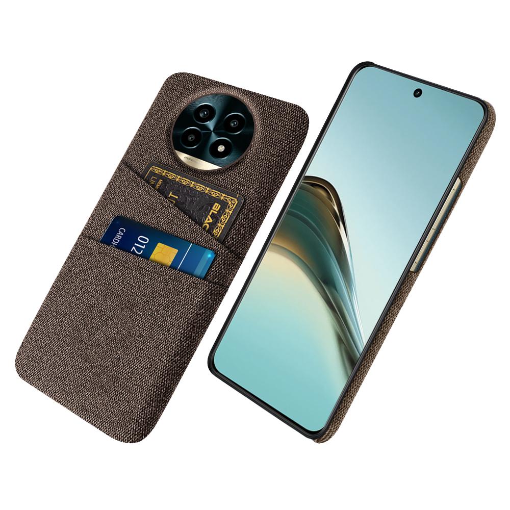 

Для Realme 13 Pro 5G (Глобальний)/13 Pro+ 5G (Глобальний) Чохол Тканина+Твердий ПК Чохол для телефону з подвійними слотами для карток Brown