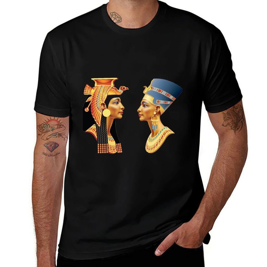 Nefertiti und Kleopatra Königinnen des Alten Ägypten T-Shirt Lässiges Leichtes Sommer-Oberteil mit Kurzen Ärmeln
