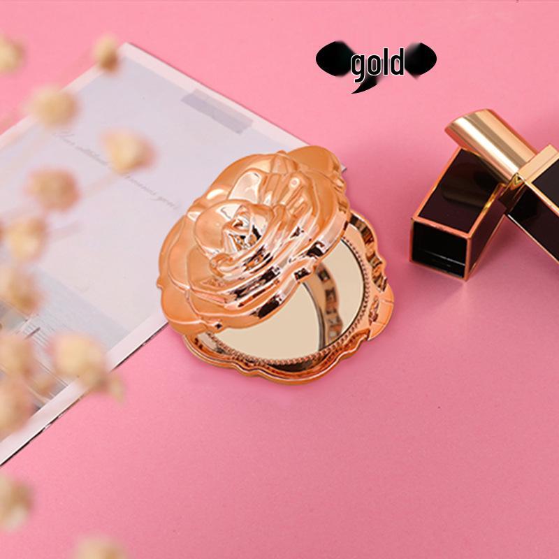 Portable Rose Flip-Top Double-Sided Compact Mirror - Small Gift for Girls