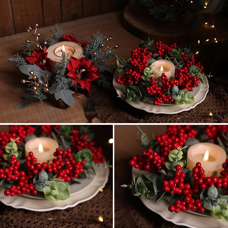 1 ks Vánoční stolní dekorace Svícenový kroužek Mini věnec Svícnový věnec Dekorace jídelního stolu
