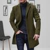 Efterår Vinter Mænds Trenchcoat Nedslået Krave Lang Ærme Ensfarvet Enkeltknappet Uldfrakke Alt-Match Mellemlang Frakke