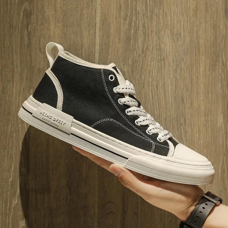 

Холщовые ботинки для мужчин Дышащая обувь Модные тренировочные мужские ботинки Износостойкие Нескользящие Повседневные кроссовки На шнуровке Повседневная обувь 39 чёрный