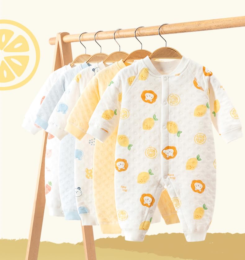 Babykoi Baby Clothes Long Sleeve Romper Spring Autumn Winter Clothes Newborn Thick Cotton Coveralls Baby Girls Preparing for Maternity Gift Solid Pink