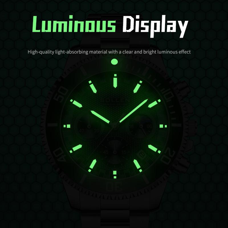 Luxury Retro Men's Watch Fashionable Waterproof Watches for Man Quartz Wristwatches Green Dial Stainless Steel Strap Reloj Mujer