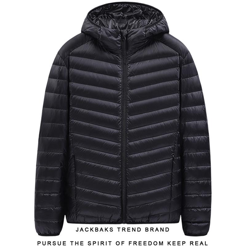 Men's Autumn/Winter Hooded Down Cotton Jacket, Large Size, Loose Fit, Short, Stand-Up Collar, Lightweight, Casual, Warm.