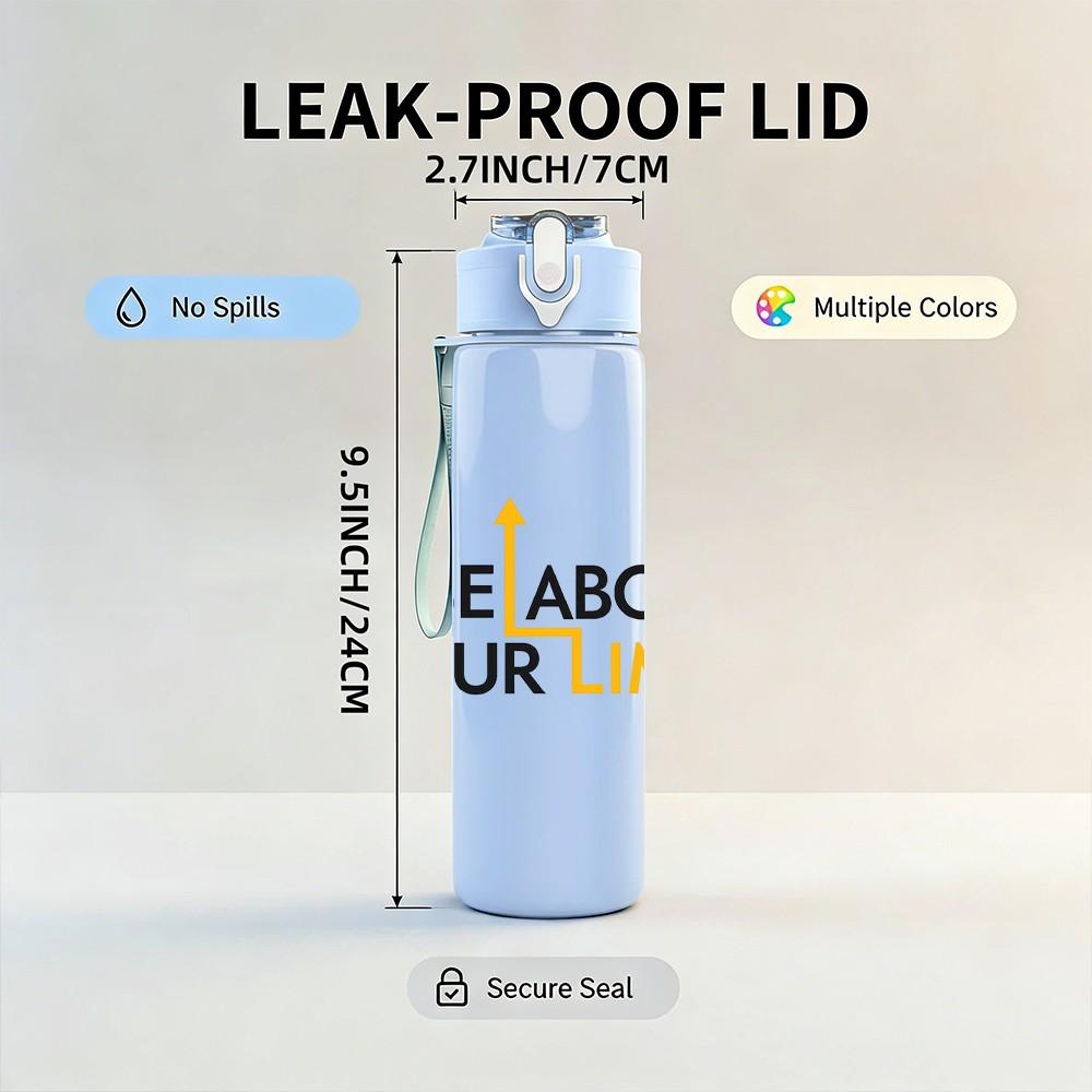 1PC Rise Above Your Limit Inspirational Quote Print 750ml Color Plastic Sports Water Bottle Leakproof Flip Straw Lid Suitable for Sports Office Use