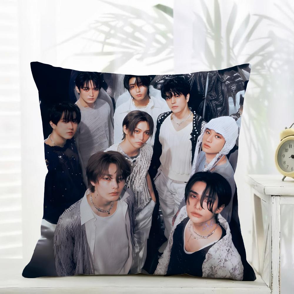 SStray Kids Cushion Cover Daily Washable Linen Pillowcase Soft for Sofa Bed Home Room Decor