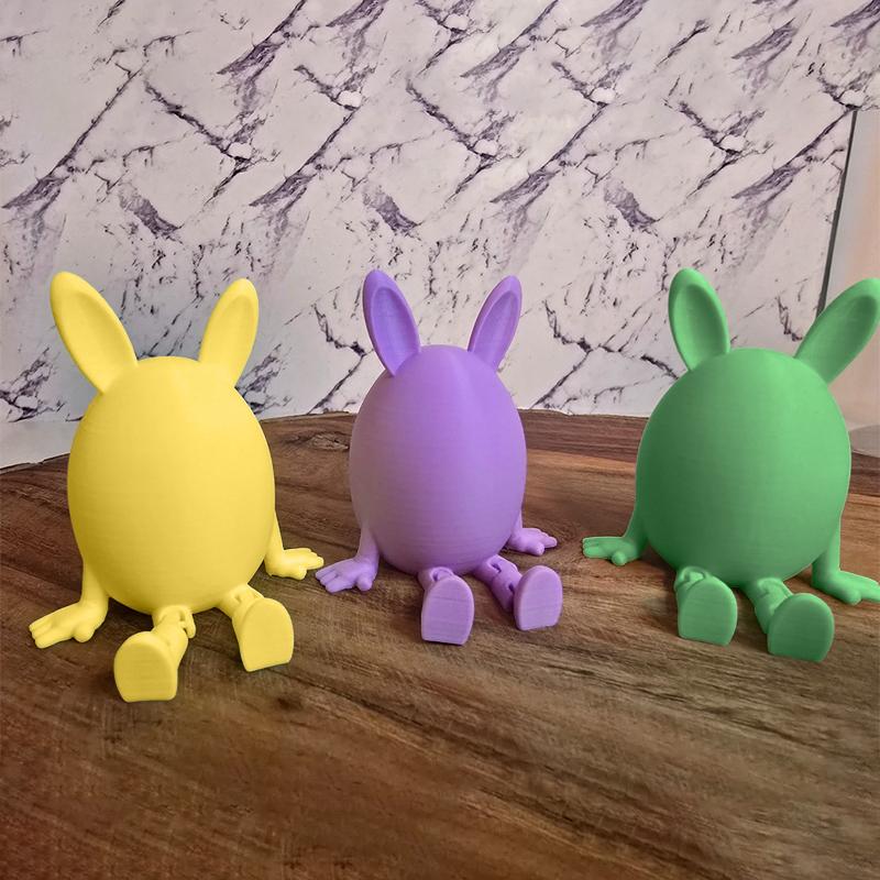 Articulated Bunny Egg Figurine Easter Decoration Movable Leg Joint Egg Statue Home Office Desktop Ornament And Gift