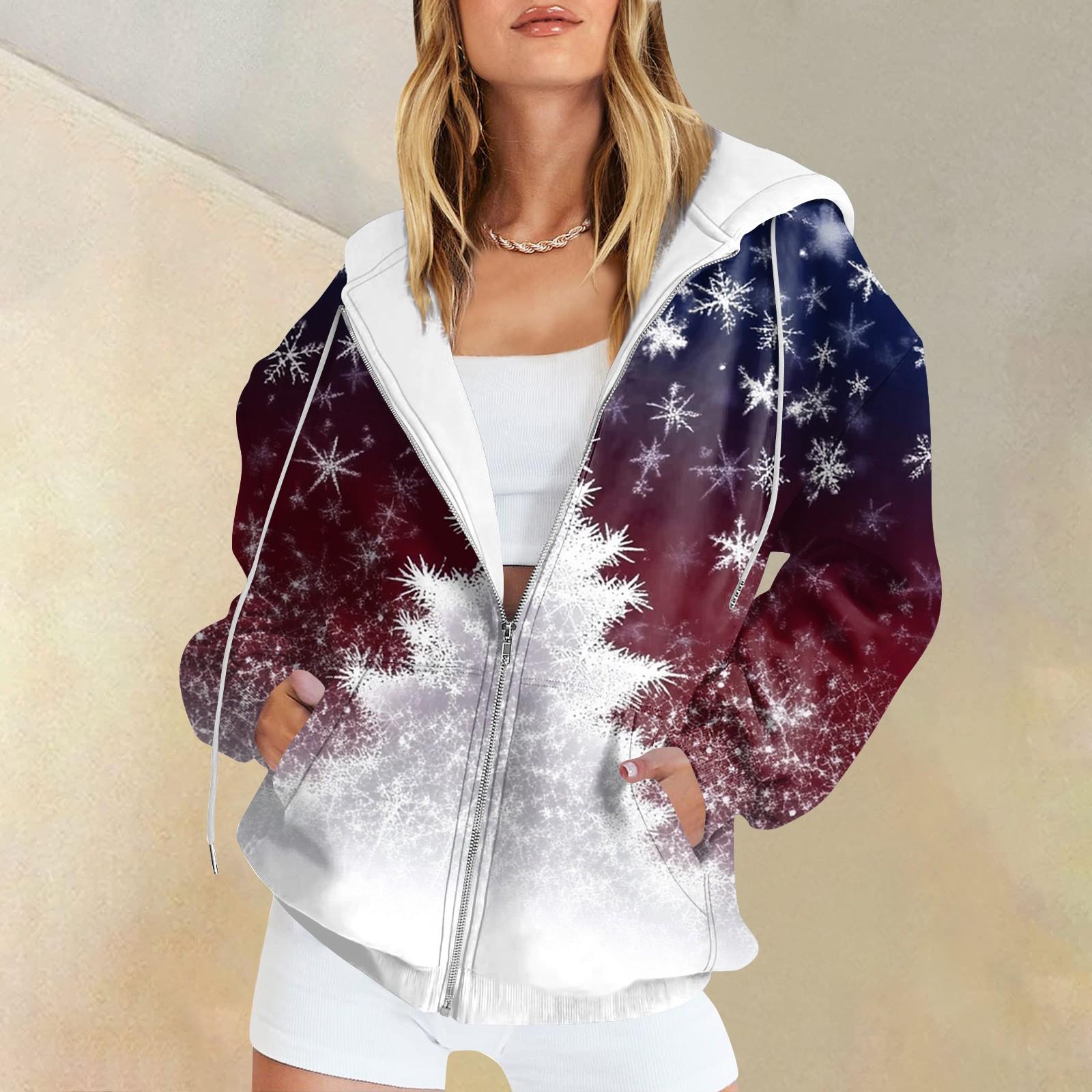 

Женские повседневные модные пуловеры с длинными рукавами и принтом, толстовки на молнии, пальто S белый