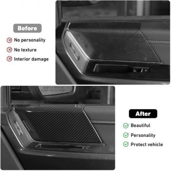 Carbon Fiber Front Rear Door Panel Trim Cover Decor Bezels For Ford F150 +