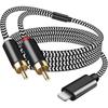 Lightning RCA Audio Conversion Cable 1m for iPhone with Stereo Mini Plug HiFi Quality for Speakers Amplifiers DVD Players