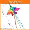 Weifang Kite New Flying Rainbow Kite With Colorful Stripes Triangular Cartoon Kids Breeze Kite
