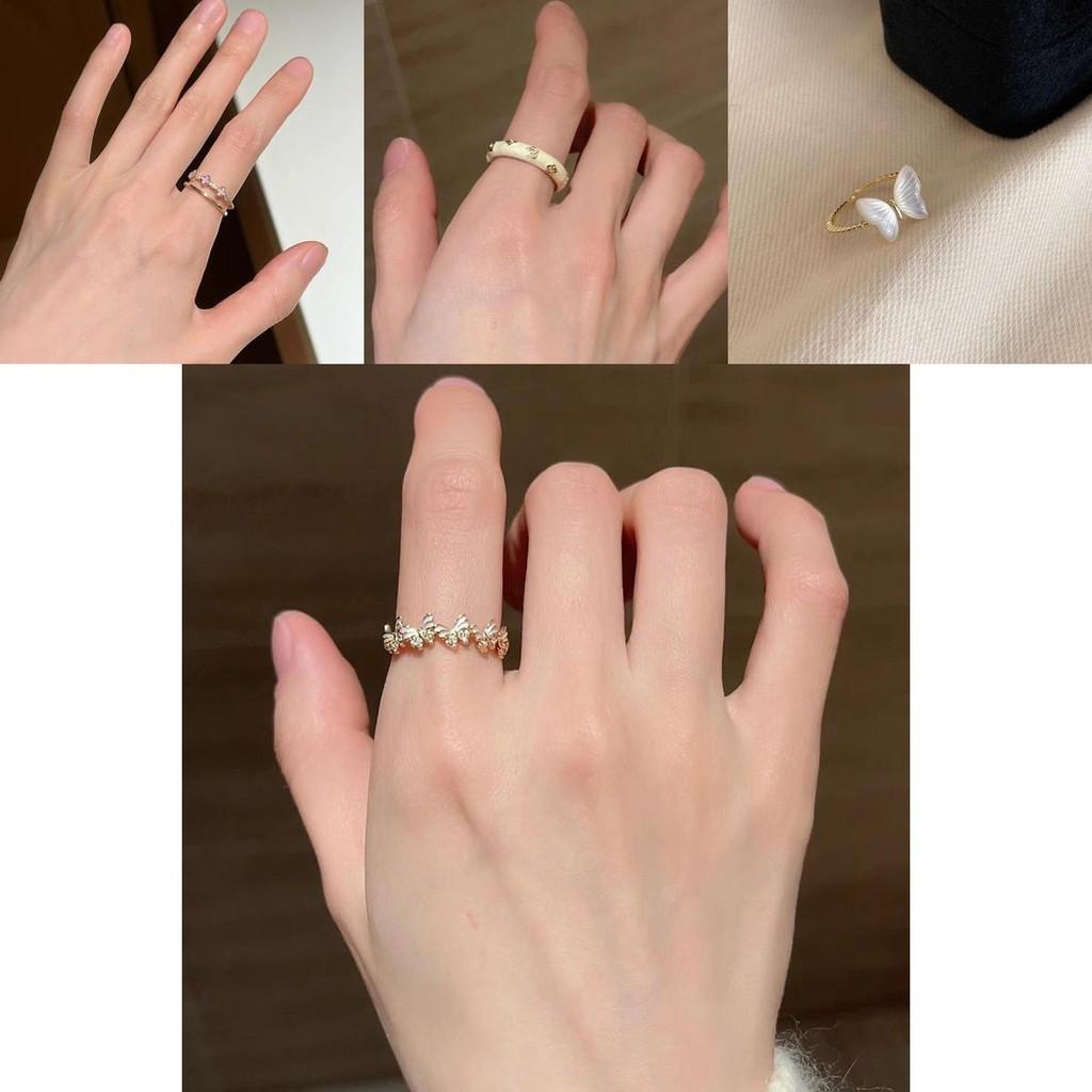 Distinctive Blue Enamel Copper Ring With Geometric Shape For Womens Fashion Style