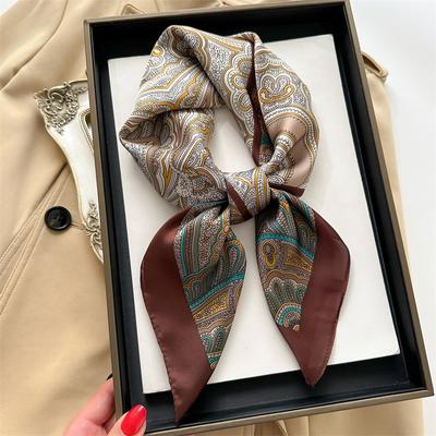 Europa America Retro 70*70cm Sciarpa Quadrata di Seta Donna Lega Capelli Cravatta Borsa Fascia per Capelli Fazzoletto da Collo Fascia Foulard Nastro Ragazza Hijab