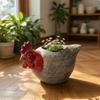 Wood-Look Chicken Planter | Ornament, Handmade, Garden Statue, for