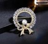Pearl Rhinestone Brooches for Women Baroque Trendy Bowknot Pins Clothes Accessories Wedding Gifts