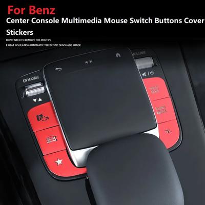 5PCS Cache-Boutons Interrupteurs Souris Multimédia Console Centrale de Voiture Autocollants Pour Mercedes Benz Classe A B W177 W247 W167 GLE GLS GLB