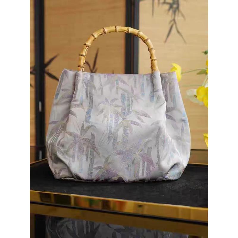 

Purple Bamboo Leaf Song Jin Small Bag Ladies New Chinese Cheongsam Bag Silk Bamboo National Style Hand Bag Mulberry Silk Bag
