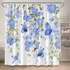Floral Butterflies Shower Curtains Pink Blue Rustic Flowers Butterfly Plant Polyester Fabric Home Bathroom Curtain Bathtub Decor