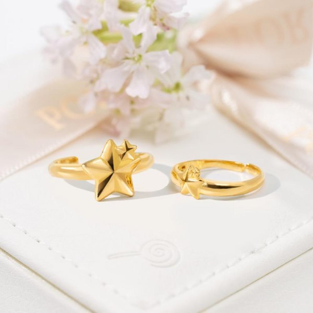 Porti 24k Gold Double Star Stone Ring 1.875g