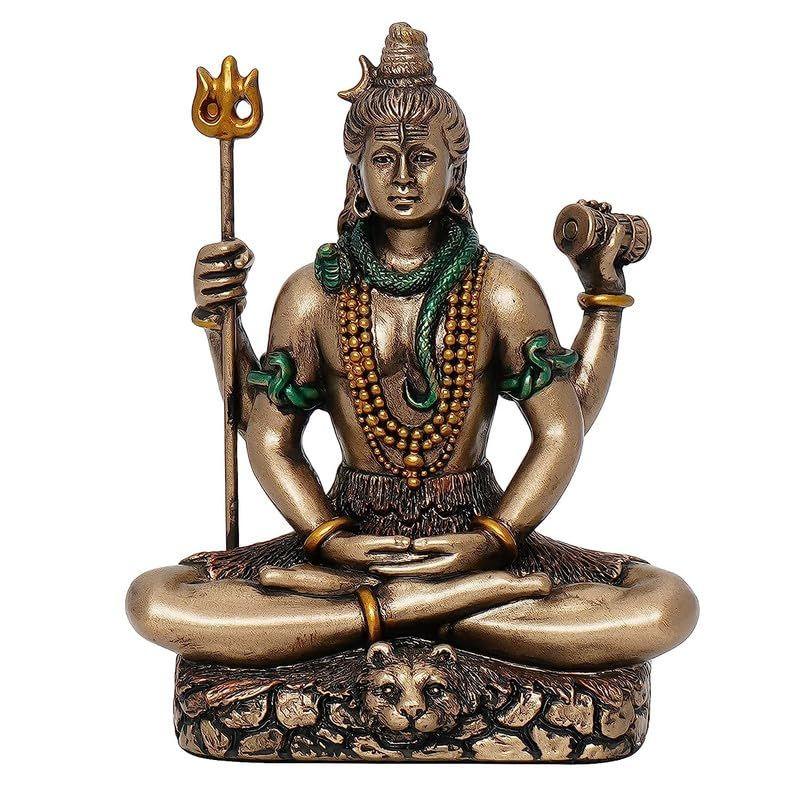 Decorative Shiva Idol, Bhole Nath, Mahadev Statue, Gold, 9 Inches, 1 Piece