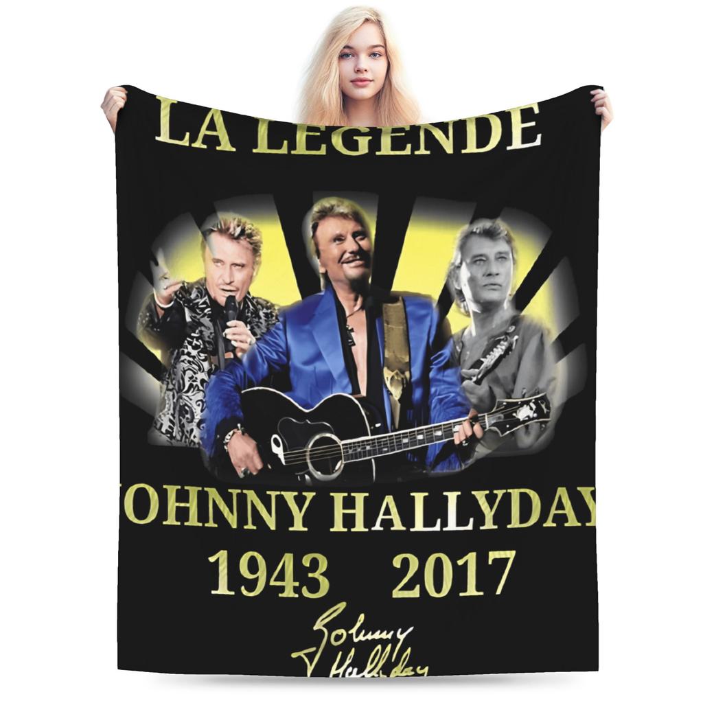 Johnny Hallyday Plüschdecke Mädchen Jungen Flanell Überwurfdecke Für Draußen Warm Weich DIY Qualität Tagesdecke