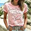 Dames Mode Casual Top met Korte Mouwen, Ronde Hals en Print voor Dagelijks Gebruik