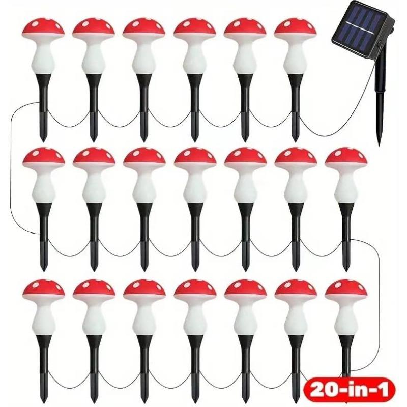 8-Pack/12-Pack/20-Pack Red Solar Mushroom Lamp, 8 Modes, Outdoor Waterproof, for Garden Decor, Christmas, Halloween, Yard, Lawn
