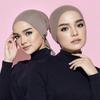 Solid Color Muslim Turban Hat Elastic Drawstring Islamic Underscarf Base Hat  Muslim Women