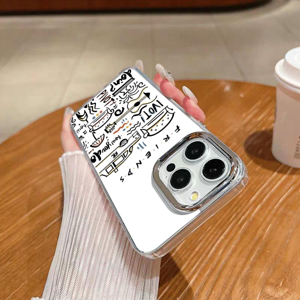 Friends TV Shows Central Perk Coffee Phone Case For Iphone 17 16 15 14 13 12 11 Pro Max Xr Air Plus Silicone Cover Silver Hard